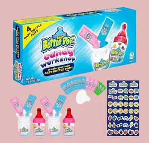 Baby Bottle Pop Candy Making Kit for Kids - 4 Lollipops with Fruity Flavors, DIY Party Favors, Lollipop Kit with Candy Powders & Stickers, Perfect for Birthday Parties, US