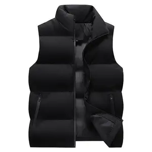 Men's Fashion Black Quilted Vest - Puff Sleeveless Jacket with Zipper Pockets, A Must-Have for Winter Trends & Layered Outfits