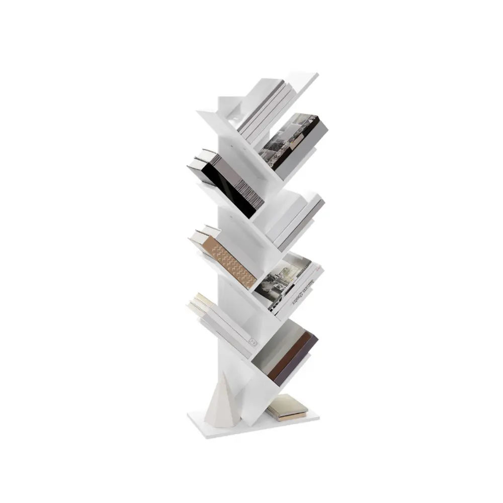 VASAGLE Tree Bookshelf, 9-Tier Bookcase, Large Bookshelf, Space-Saving Corner Shelf, Book Tree, Holds Books, CDs, Games, for Bedroom, Living Room, Home Office