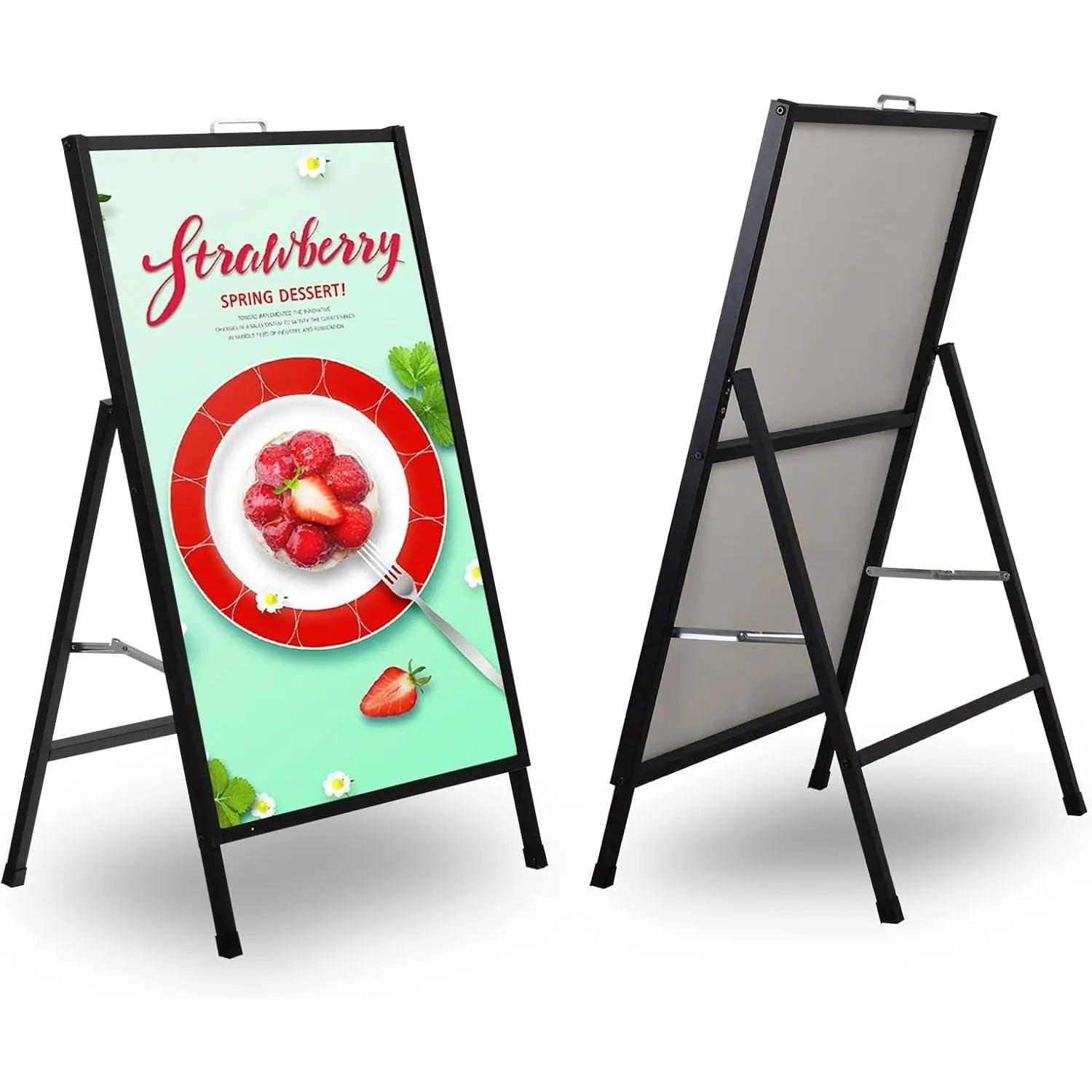 A Frame Sign Heavy-Duty 24x36 Inch Sandwich Board Sidewalk Sign Poster Stand Outdoor Portable Folding A-Frame Suitable for Store Advertising Poster Display, Black(Frame Only)