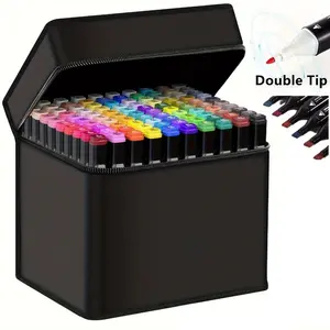 60 Colors Dual Tip Alcohol Markers, Dual Tips Art Markers, Permanent Sketch Marker Set for Adults Coloring, Painting, Sketching, Illustrations