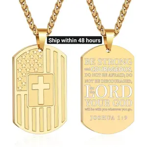 DuoDiner Graduation Gifts-American Dog Tag Necklace Bible Verse Pendant, First Communion Baptism Confirmation Religious Graduation Gifts for Him Boys Men Kids Teens skin   wine  bottles clay  spinner  kawaii  small  business bubble  gum beads kandi charm