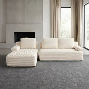L-shaped sofa, memory foam, corduroy upholstery, recliner chair, modular combination living room sofa/bedroom sofa, available in six colors summergarden