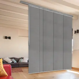 Woven Gray 5-Panel Single Rail Panel Track Extendable 40"-70"W x 91.4"H, Panel width 15.75" - 70% LIGHT-FILTERING