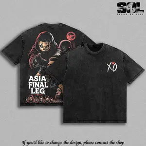 XO - Asia Final Leg - After Hours Til Dawn Vintage Washed Graphic T-Shirt, Dark R&B Concert Tour Tee, Masked Moonlight Aesthetic Double Sided Shirt, Oversized Heavy Cotton Streetwear Apparel, Retro Music Fan Merch Y2K Graphic Tee