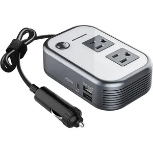 200W  Power Inverter, DC 12V to 110V AC  Laptop Charger Fast Charger Converter with [27W PD USB-C] & Dual USB Ports Multi-Protection  Outlet Adapter Power Inverter for