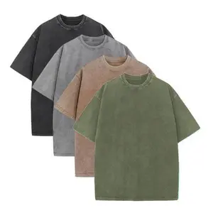 4 Pack Tshirts for Men Gym Vintage Heavyweight T Shirts Cotton Workout Acid Wash Baggy Tees