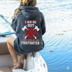 Firefighter Wife Hoodie, Walk The Line Sweatshirt, Fire Flag, Fireman Girlfriend, Fire Wife Gift, Fire Department Shirt, Fireman Sweater Gift for you, Meme Hoodie Sweatshirt Funny
