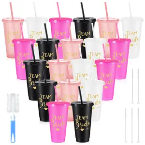HILAKE 20pcs 24oz water bottle, available in a variety of colors, with lid, straw, cup brush and straw brush, perfect for iced coffee, water and juice, great gift for weddings, parties and birthdays, Mother's Day, Valentine's Day and St. Patrick's Day