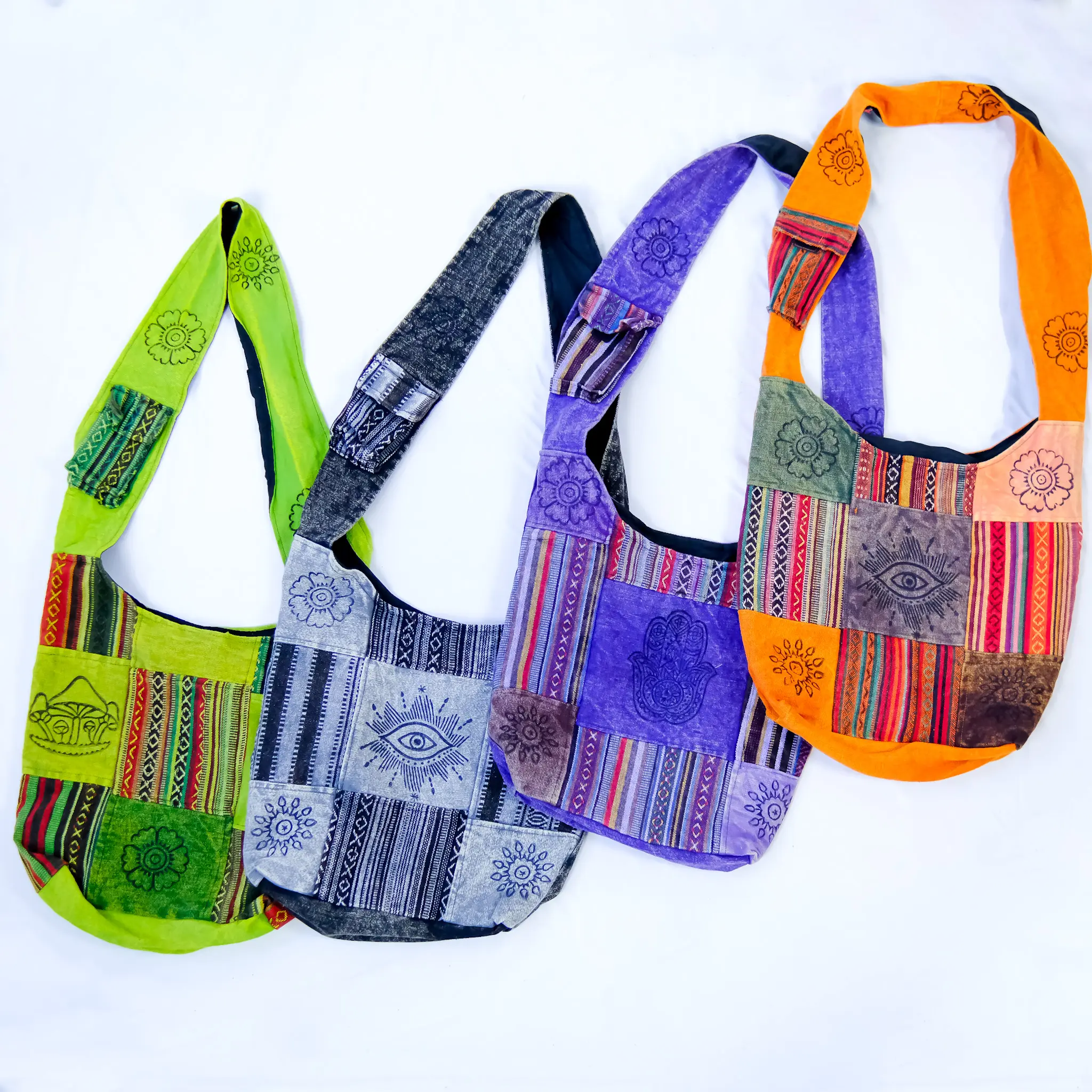 Cotton Patchwork Messenger Bag, Handmade Hippie Sling Bag, Boho Bags, Men/Women Crossbody Bags, Beach Bags, Hobo Colorful Bags, Gypsy Bag
