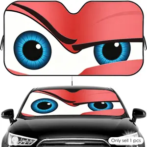 Cartoon Cute Eyes  Sun Visor Reusable Aluminum Foil UV Protector Heat Five-Layer Insulation Windshield Sunshades Keeps Car Cool Protects Dashboard Foldable Fits Most Vehicles SUV Truck