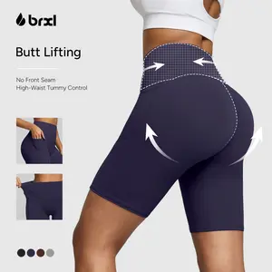 BRXL Women's BrxlZero 8" High Waisted Sports Yoga Shorts - Stretchy Seamless, No Front Seam, Tummy Control, Workout Compression Athletic Shorts for Female Summer Running