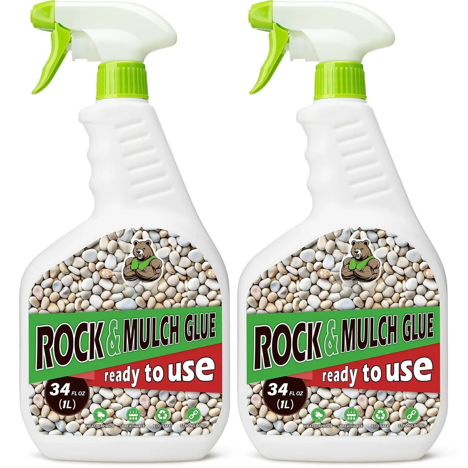 Mulch Glue for Landscaping with Sprayer 68 OZ, Rock Glue for Landscaping,Landscape  for Rocks Pea Gravel, Pebbles, , Bark, Ready to Use, Long-Lasting, Anti-Clog, Garden & Yard
