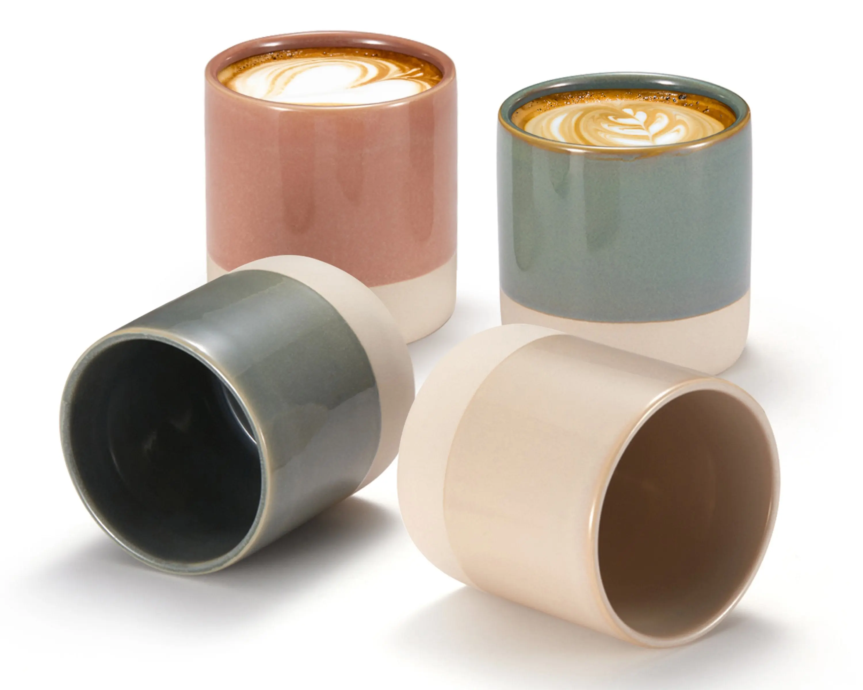 KOOK Glossy Reusable Ceramic Coffee Mugs, 10.5 oz Multicolor Latte & Tea Cups, Set of 4