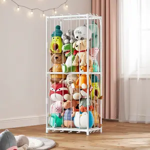 Stuffed Animal Storage Zoo Toy Organizer Corner Chest Plush PVC Material Extra Large Holder Metal Standing Space Save Vertical With Elastic For Room Kindergartens Playhouses holder