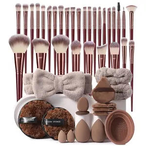 Makeup Tool Set, 46pcs/set Makeup Brush & Sponge & Finger Powder Puff & Triangle Powder Puff & Brush Cleaning Tool & Wristband, Professional Makeup Tools for Women, Cosmetic,Gifts For Women