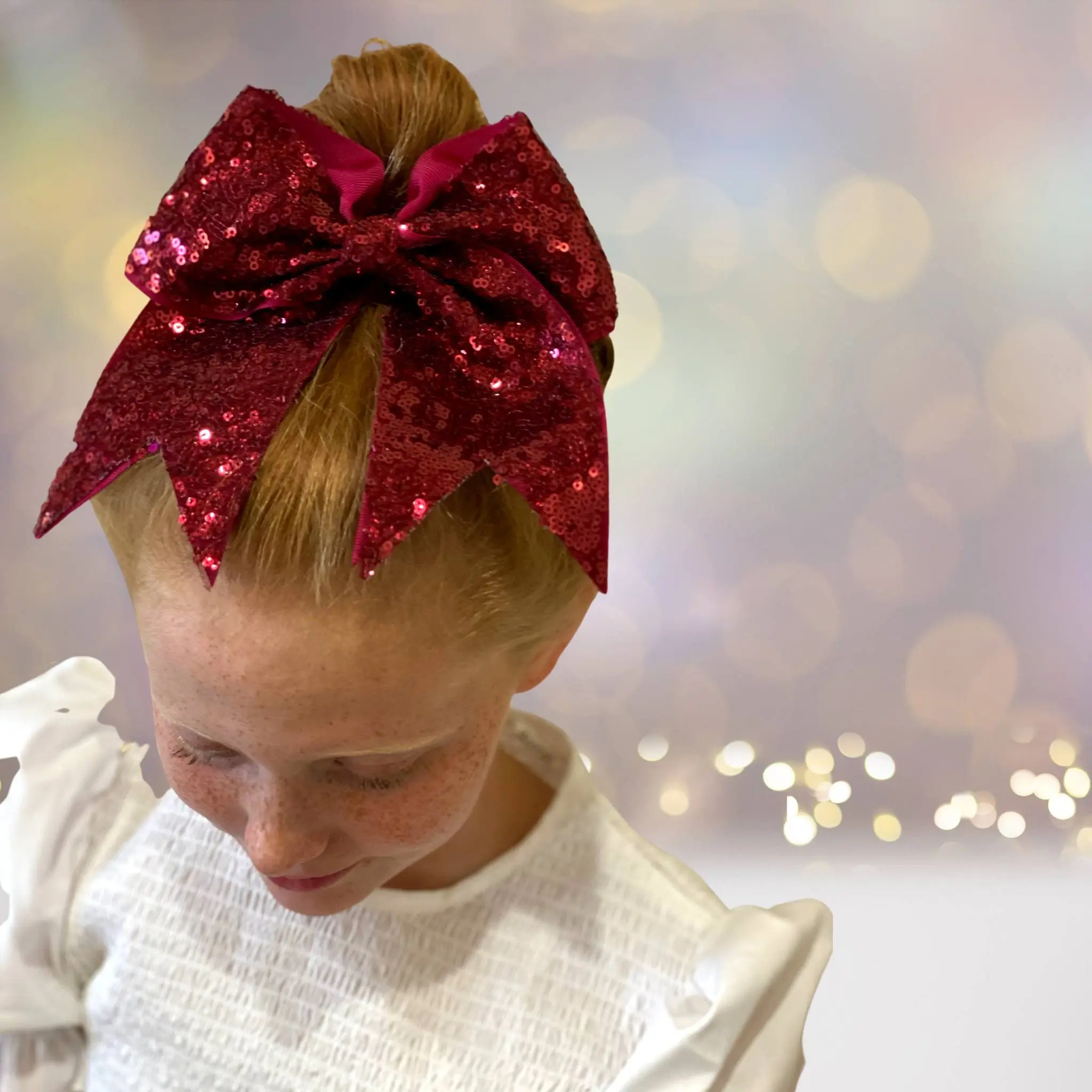 Girls' Sparkling Sequins Cheer Bows Bundle, 6-Pack 6.5 Inches Assorted Colors, Great Value Hair Accessories for Cheerleading Practice, Competitions & Birthday Gifts for Dancers, Sparkle, Prom, Beach, Casual, Daily