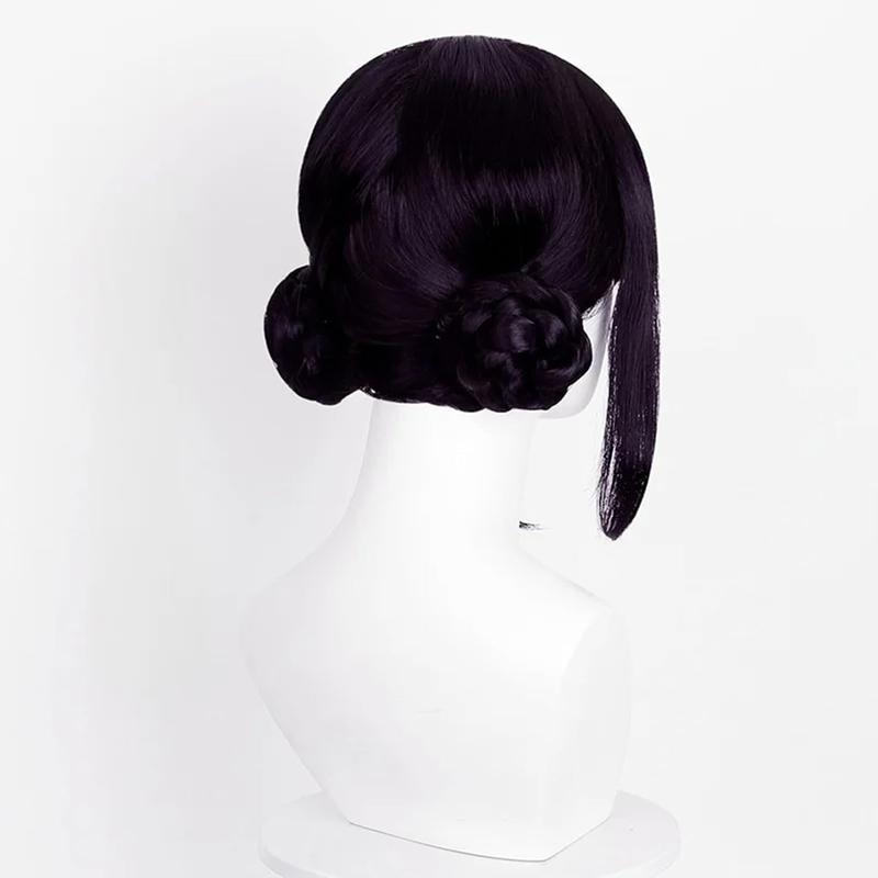 Zoey Cosplay Wig Black Buns Hair Heat-resistant Fiber Hair + Wig Cap for Women costume