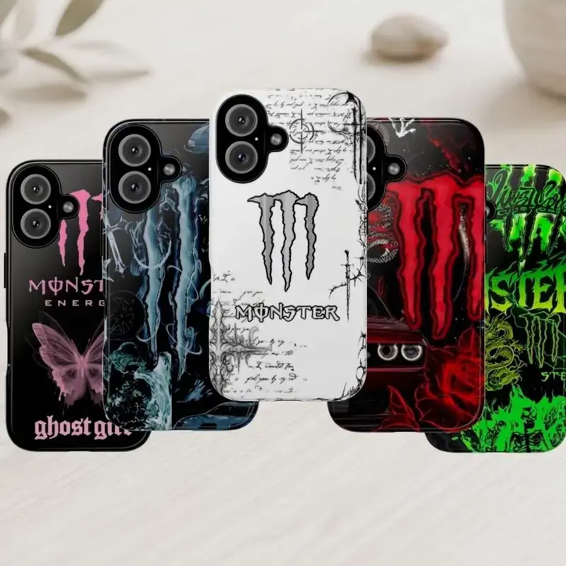 Monster Energy Phone Case, Green Claw Racing Style, Streetwear Protective Cover for iPhone