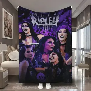 Rhea Ripley Wrestling Plush Blanket – Soft All-Season Bedspread with Signature Logo & Name, Machine Washable, Perfect Gift for WWE Fans, Travel, Home, Dorm & Holiday
