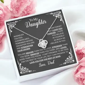 To My Daughter Necklace Gift From Dad, Daughter Gift, Inspirational Strength Gift, Daughter Necklace, Love Knot, Sentimental Gift, White Love Knot Necklace Christmas Gifts, Jewelry Gifts, Birthday Gifts