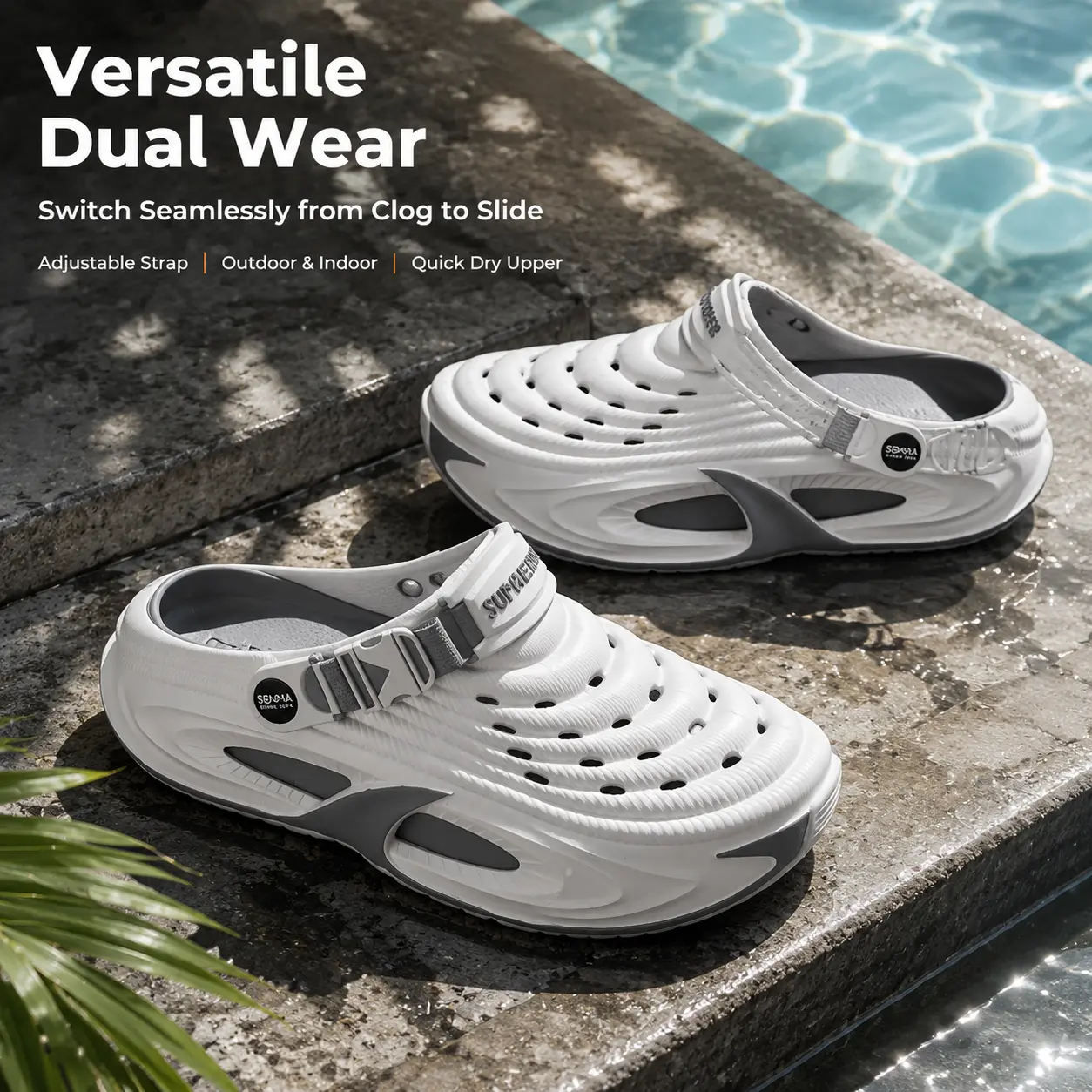 Men's EVA Platform Clogs, Casual Slip-On Slide Sandals with Non-Slip Thick Sole, Lightweight Breathable Shockproof Comfort Shoes for Summer Daily Outdoor Beach Travel Sports Footwear