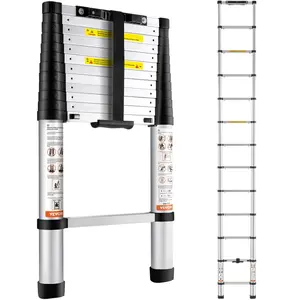 【Summervibes】VEVOR Telescoping Ladder,    Aluminum One-button Retraction Collapsible Extension Ladder, Capacity with Non-slip Feet, Portable Multi-purpose Compact Ladder for Home, RV, Loft, ANSI Liste