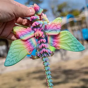 3D Printed Butterfly Dragon Decoration Ornaments, Jointly Adjustable Poses, Perfect for Car Home Decor, Holiday Party Gift, Fantasy Collectible