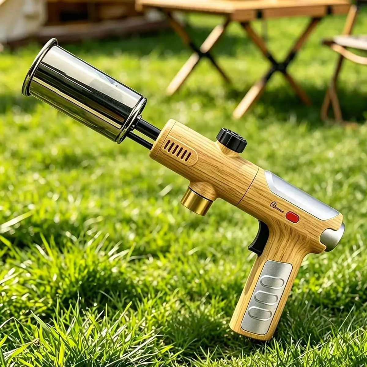 Powerful Portable Torch Shape Electric Torch with Safety Lock, Adjustable Flame, 1-Button Max Flame, Single-Hand Operation – Household Appliance Ideal for Outdoor Camping, Barbecues, Perfect Holiday Gift (Propane Canister Not Included)