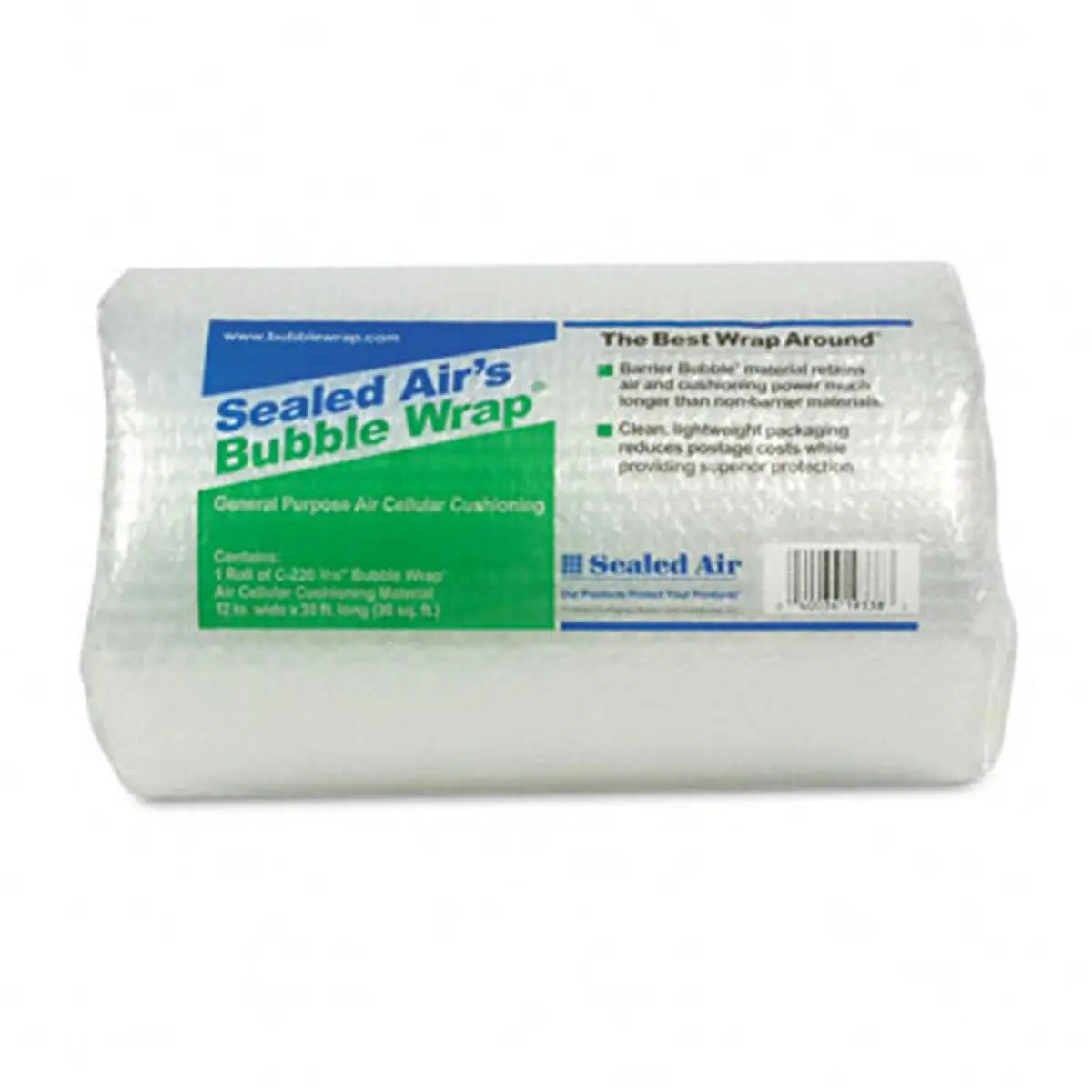 212 MAIN Sealed Bubble Wrap Roll, 12in Width, 30ft Length, 3/16 Lightweight Barrier Bubbles, Perforated Design, Cost-Effective Office & Postal Supply Protection