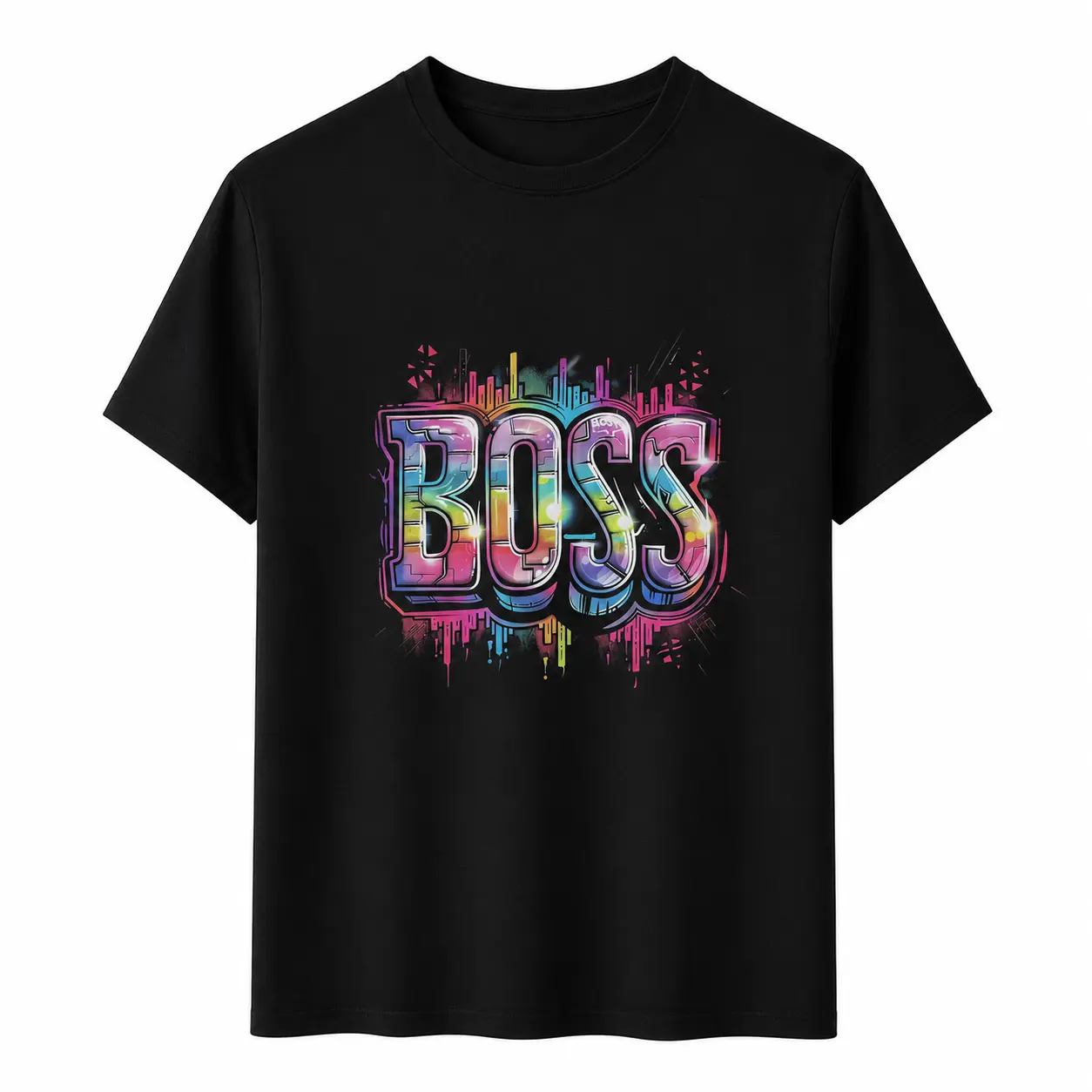 Boss Graffiti T-Shirt for Men Women | Colorful Streetwear Graphic Tee, Bold Letter Gift Top