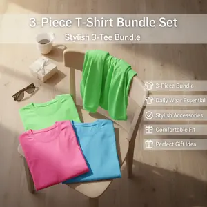3-Piece T-Shirt Bundle, Fashion Accessory Set for Everyday Wear