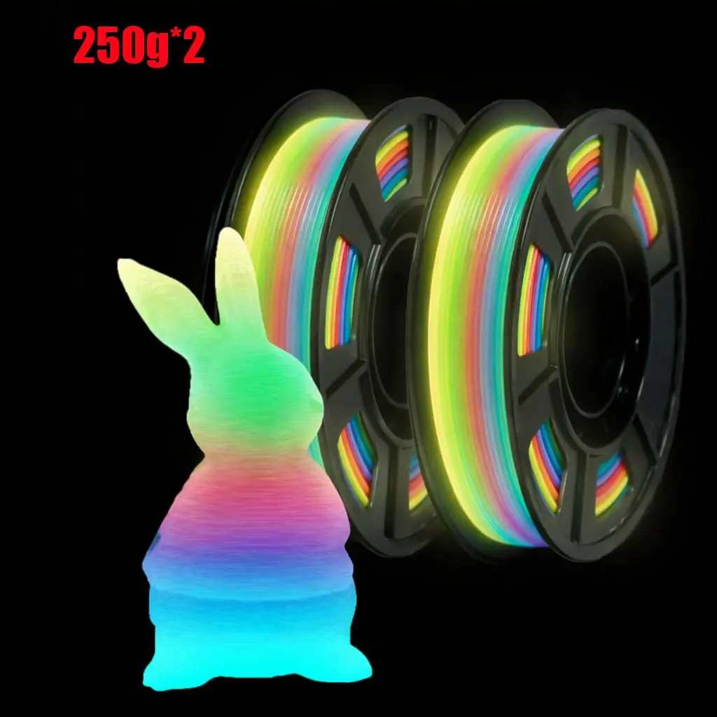 Tech Print3d Pla+ 3D Printer Filament, 1.75mm No Knots, Net Weight 250g X 2 Spools, Pla Pro Plus with Night Glow Effect