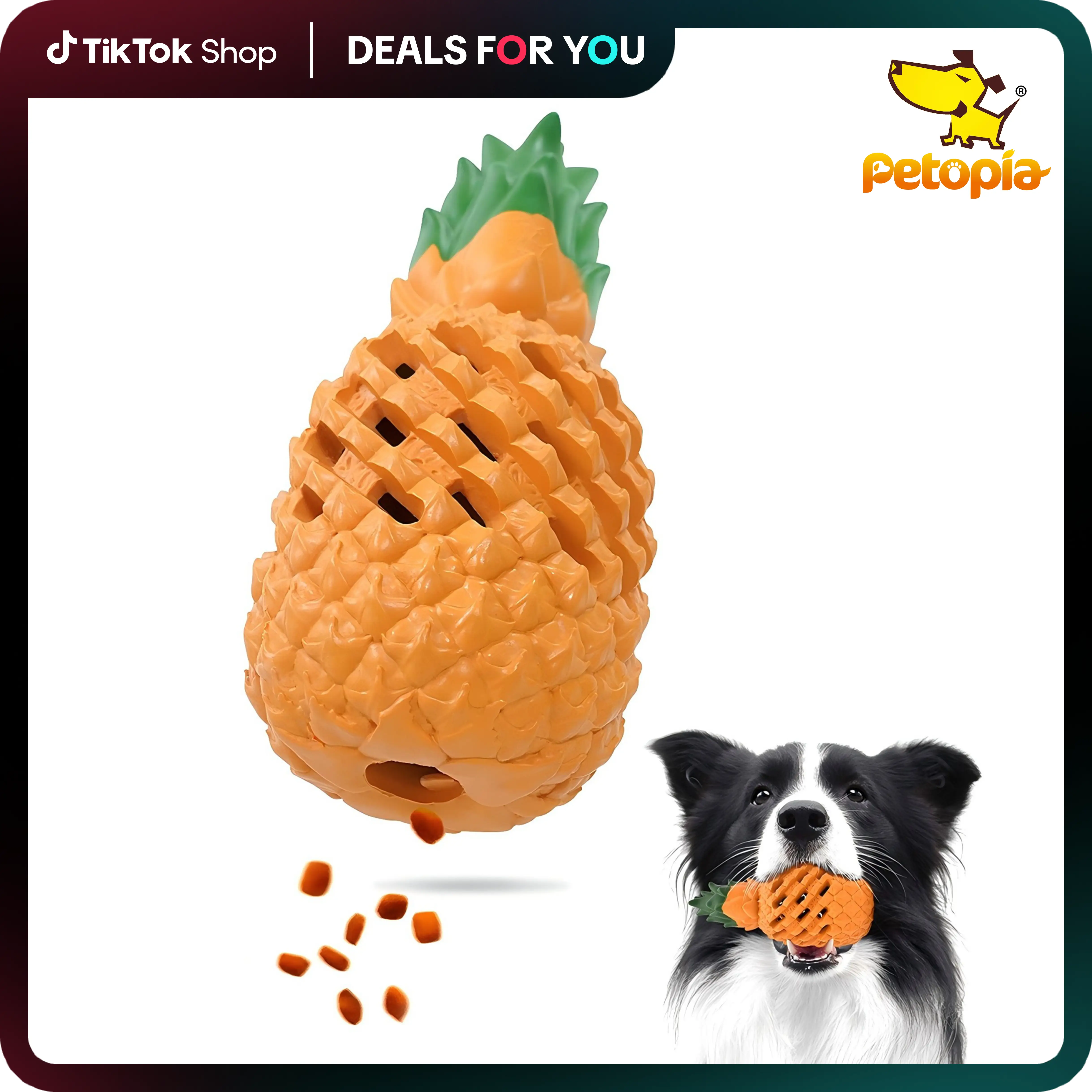 [Dealsforyoudays]Petopia Pineapple Dog Chew Toys for Aggressive Chewers - Tough Natural Rubber Fruit Shaped Toy for Small&Medium & Large Breeds - Dura