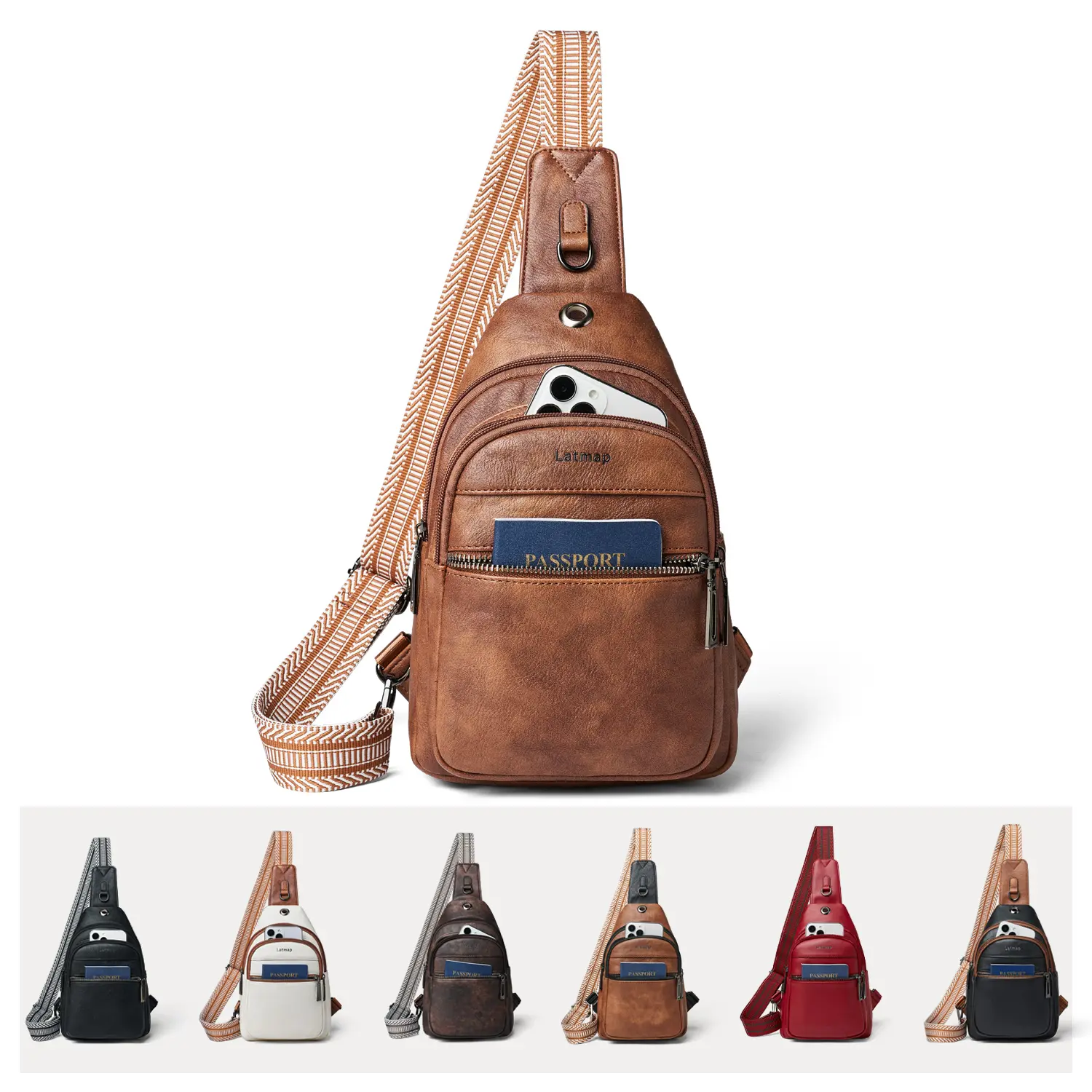 LATMAP Versatile Crossbody Bags for Women Men, Faux Leather Everyday Purse Shoulder Bag Handbags Tote Chest Sling Bag with Adjustable Strap, Organized Style Durable Work Daily Use Bags for Travel Essentials, Gift for Her TikTokShopSummerSale Summerwins ba