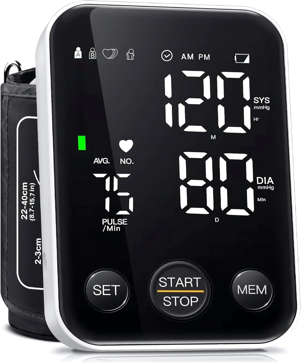 Oklar Electronic Upper Arm Blood Pressure Monitor - Home Medical Electronic BP Device with 2x120 Reading Memory, 8.7"-15.7" Adjustable Arm Cuff, Large LED Backlit Display, and Storage Bag (with bag)