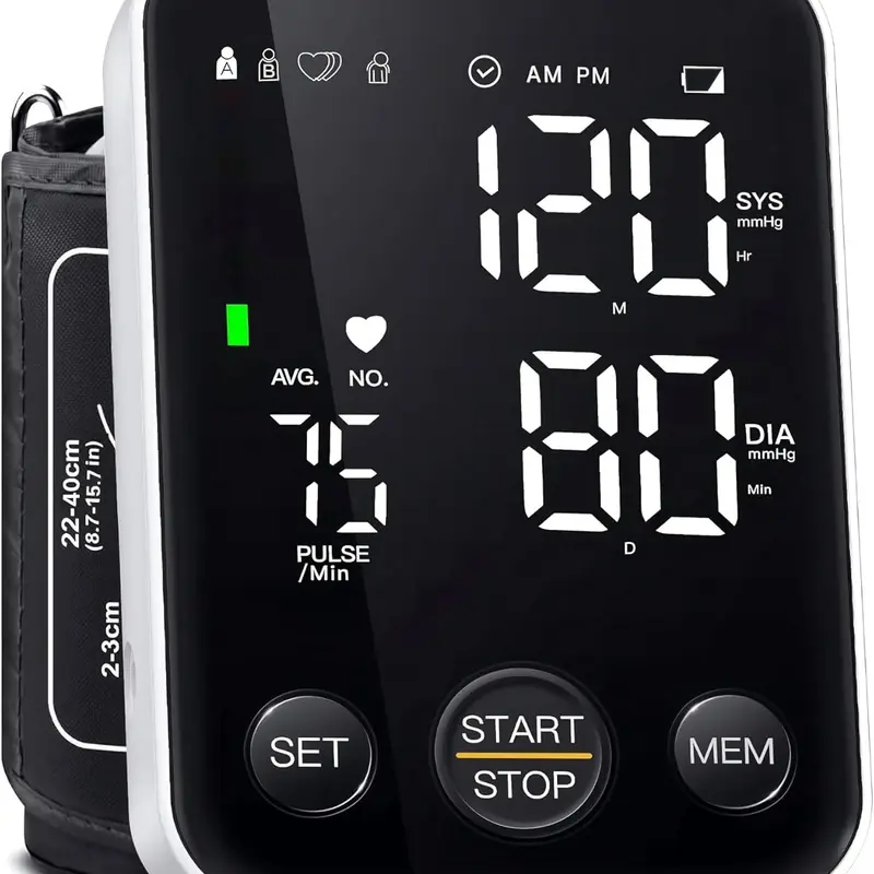 Oklar Digital Upper Arm Blood Pressure Monitor for Adults - Home Healthcare Device, Battery-Powered, 2x120 Reading Memory, 8.7"-15.7" Adjustable Arm Cuff, Large Backlit LED Display, Portable Storage Bag, Pounds Tracking