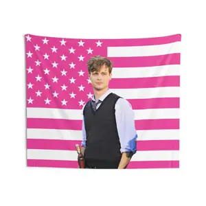 Spencer Reid Tapestries, Spencer Reid Pink Flag, Matthew Gray Gubler as Spencer Reid Indoor Wall Tapestries