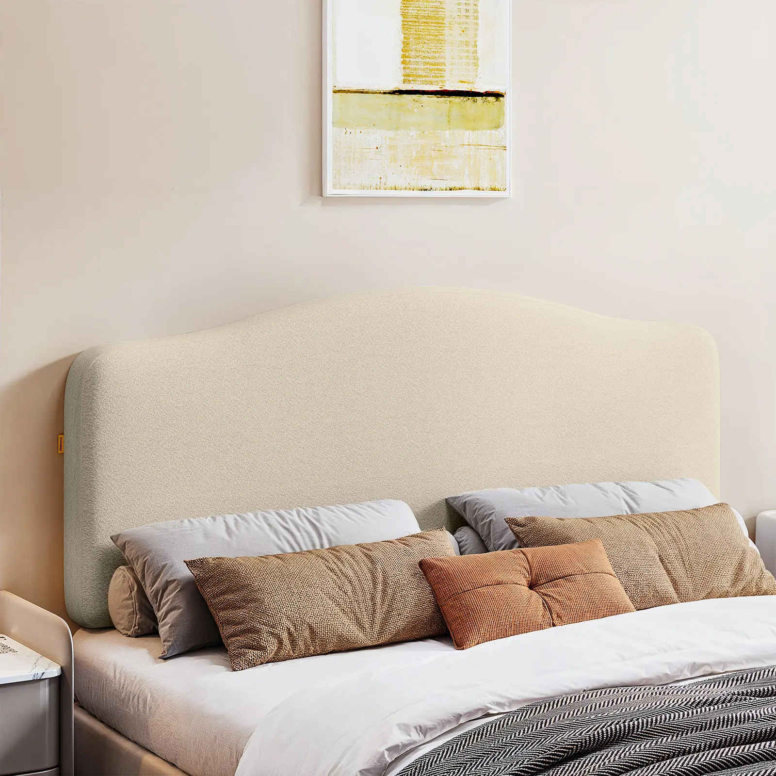 Pinmoco Upholstered Headboard for Bed, Height Adjustable and Memory Foam Arc-shaped Head Board【Headboard Only】 Pinmoco Upholstered Headboard for Bed, Height Adjustable and Memory Foam Arc-shaped Head Board【Headboard Only】