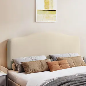Pinmoco Upholstered Headboard for Bed, Height Adjustable and Memory Foam Arc-shaped Head Board【Headboard Only】