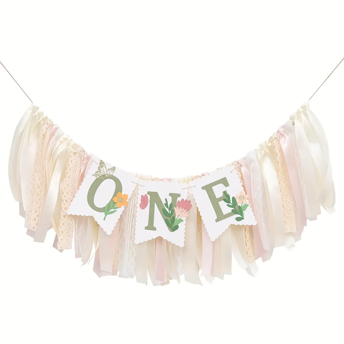 Flower High Chair Banner for First Birthday Party Decor, Spring Flower Decoration, Butterfly High Chair Banner, Fairy Photo Prop, Decorative Banner, Wishing Banner, Party Decoration Supplies, Decorations Supplies