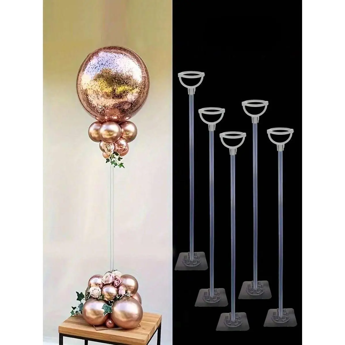 Table Balloon Arch Holder Kit, 8/10-Pack No-Power Table Display Set with 13.78 in Featherless Top Column Stick for Birthday Decor, Wedding Festive Supplies, Balloon Arch Kit