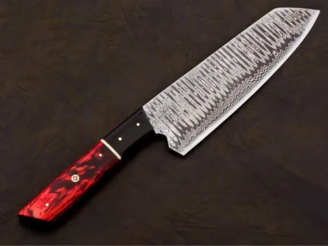 AjSanity Chef Handmade Damascus Steel Blade Chef Knife Precision Kitchen Knife Set Wood Resin Handle