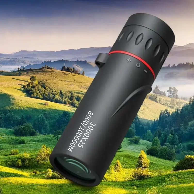 3000x25 high-definition single-tube professional adult and mini portable Telescopic telescope, outdoor mini portable zoom telescope, mobile phone telescope, travel hiking camping birdwatching telescope, suitable for outdoor camping and hunting.