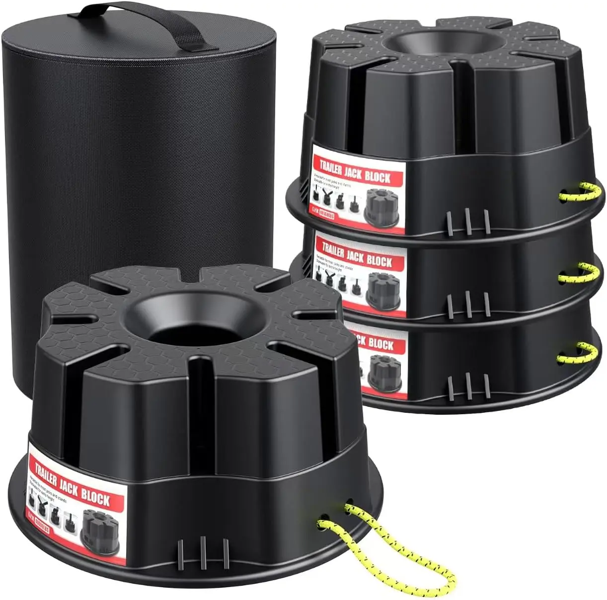Trailer Jack Block RV Camper Stabilizer Blocks for Travel Trailer, Suit for Any Tongue Jack, , Foot, 5th Wheels, Round Square or Scissor Stabilizer | Supports up to 40000 lbs per Block, 4 count