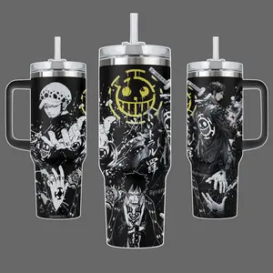 T.Law - OP Stainless Steel Insulated Travel Tumbler With Handle 20oz 40oz Surgeon Of Death Anime Design
