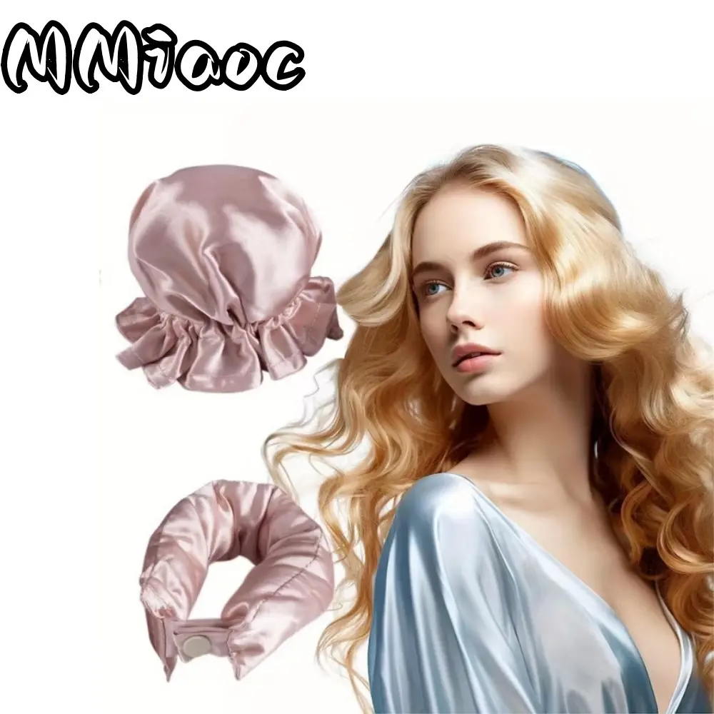 Unisex 8-Piece Satin Hair Curler Set - Haircare Curler, Satin Curl Rollers & Cap Kit for Overnight Comfortable Styling, Effortless Curls Hair Tool