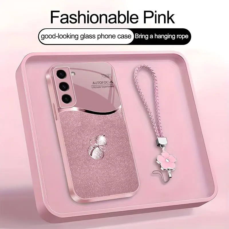 Suitable for [Galaxy S23+] high-end phone case，a beautiful four-leaf clover lanyard is included,printed case, no glitter，a lucky gourd will bring you good fortune，a variety of colors are available for you to choose from YM99