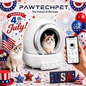 [Independence Day ] Pawtech Smart Low-Noise Auto-Cleaning Cat Litter Box (65L) - 2.4G WiFi APP-Controlled, Equipped with Smart Sensors, Safety Protection, Easy Maintenance #CatLitterBox#SmartLitterBox#CatLovers#PetEssentials