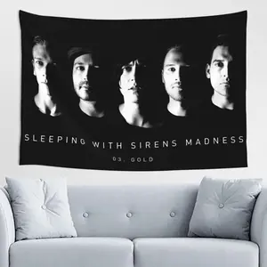 Sleeping Rock with Band Sirens Tapestry Wall Hanging Poster Background Tapestry for Living Room Bedroom Bedside Dorm Home Decor
